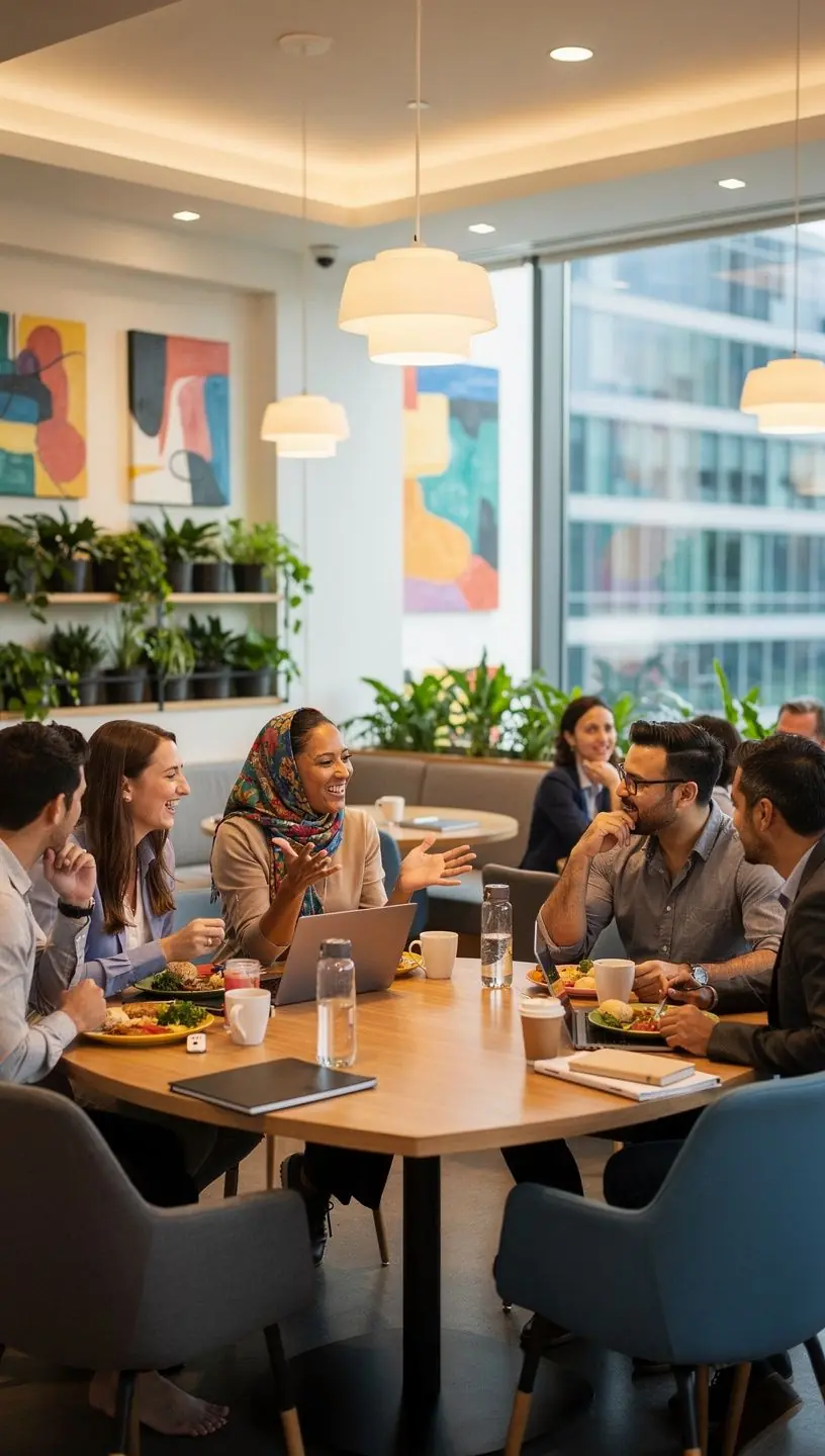 Nowoczesne biuro z ergonomicznymi meblami i stonowanymi kolorami.